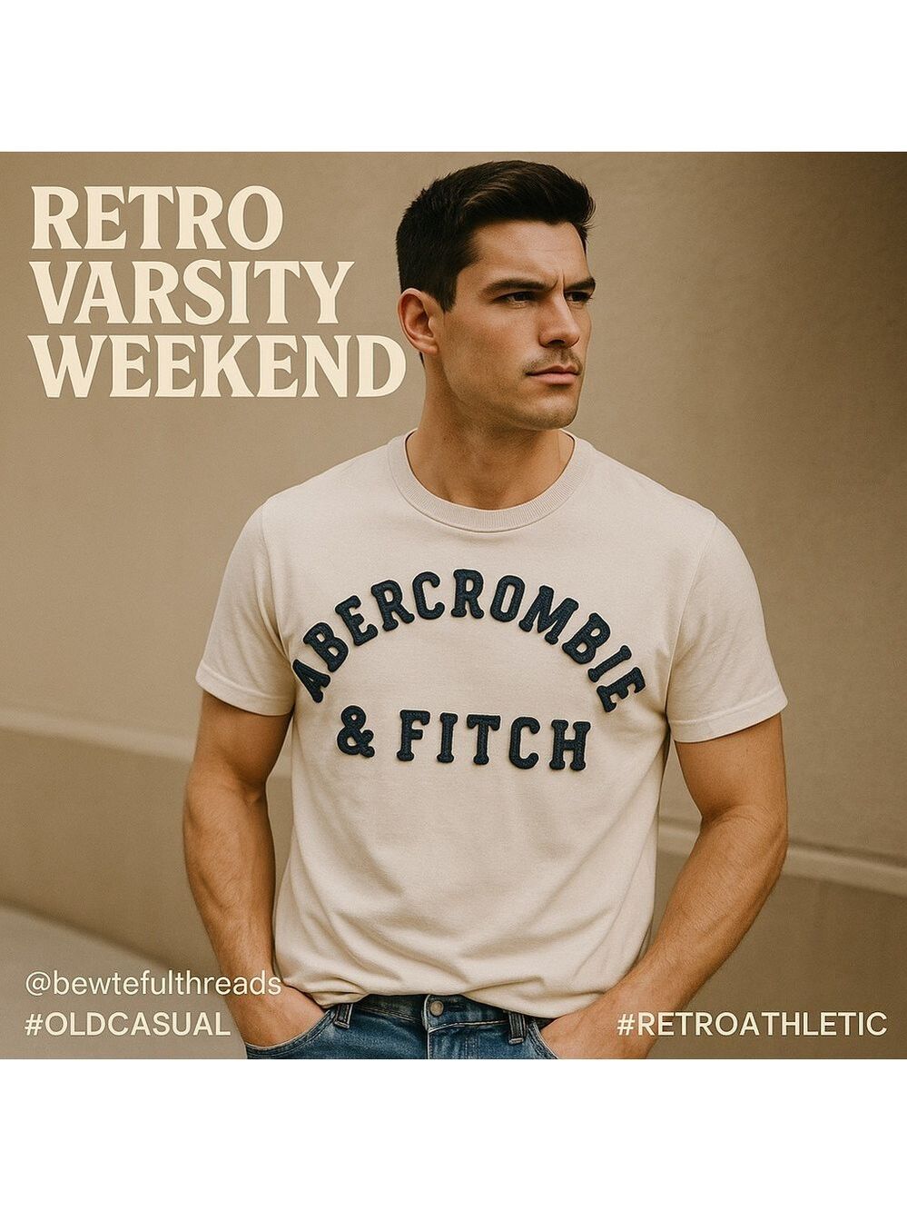 Abercrombie & Fitch Men’s “Muscle Fit” Raised Letter Tee | Size XL